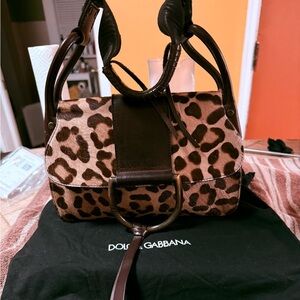 Dolce & Gabbana Brown and Tan Animal Print Shoulder Bag
